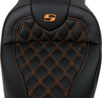 SADDLEMEN Roadsofa™ Seat - with Backrest - Orange Stitch - FL '08-'23