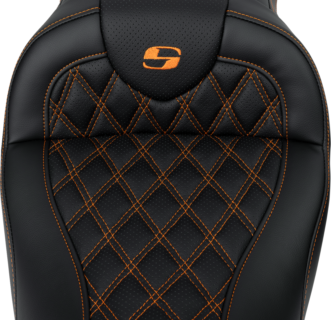 SADDLEMEN Roadsofa™ Seat - with Backrest - Orange Stitch - FL '08-'23