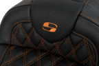 SADDLEMEN Roadsofa™ Seat - with Backrest - Orange Stitch - FL '08-'23