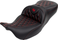 SADDLEMEN Roadsofa™ Seat - with Backrest - Red Stitch - FL '08-'23