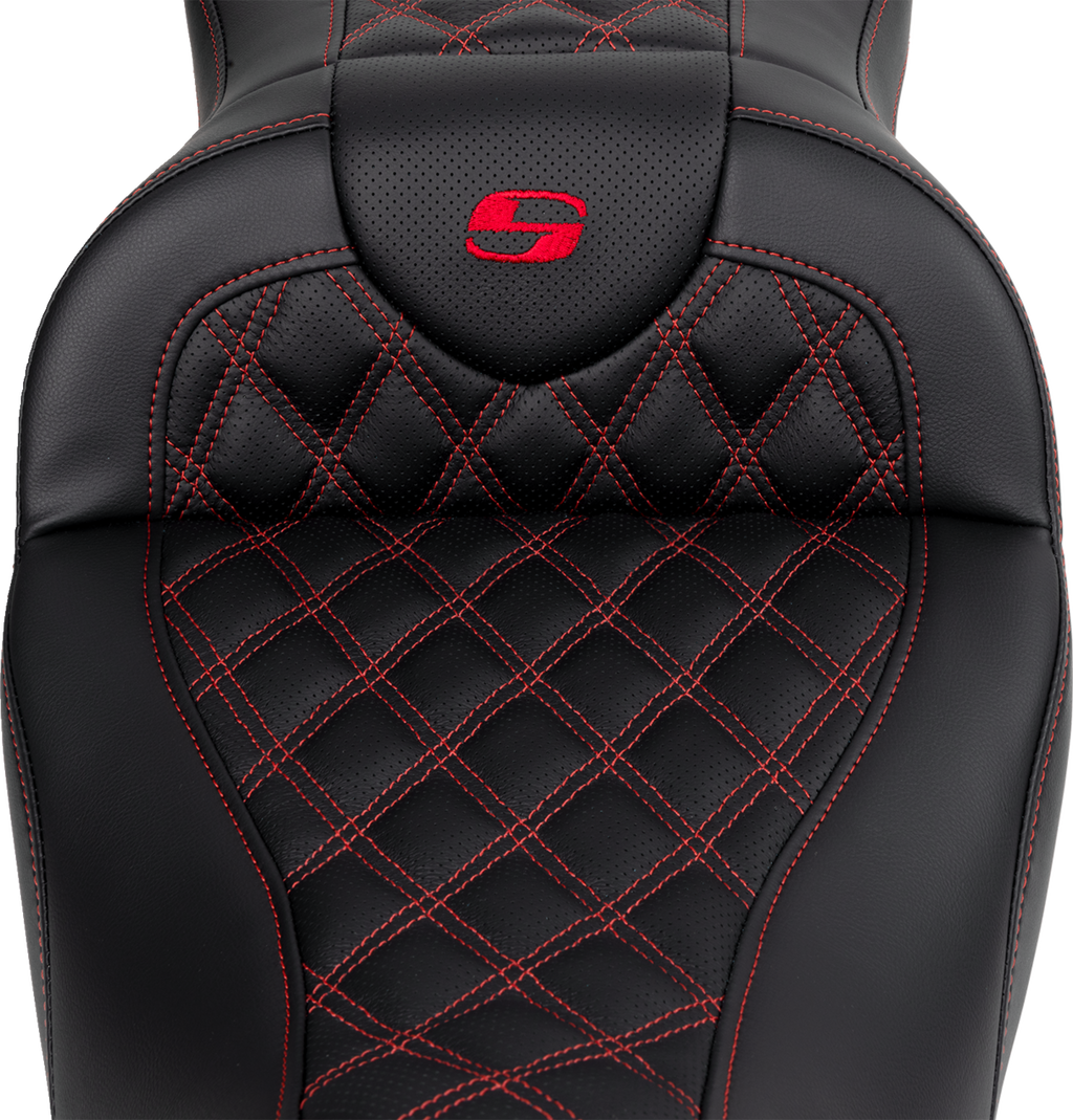 SADDLEMEN Roadsofa™ Seat - with Backrest - Red Stitch - FL '08-'23