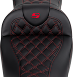 SADDLEMEN Roadsofa™ Seat - with Backrest - Red Stitch - FL '08-'23