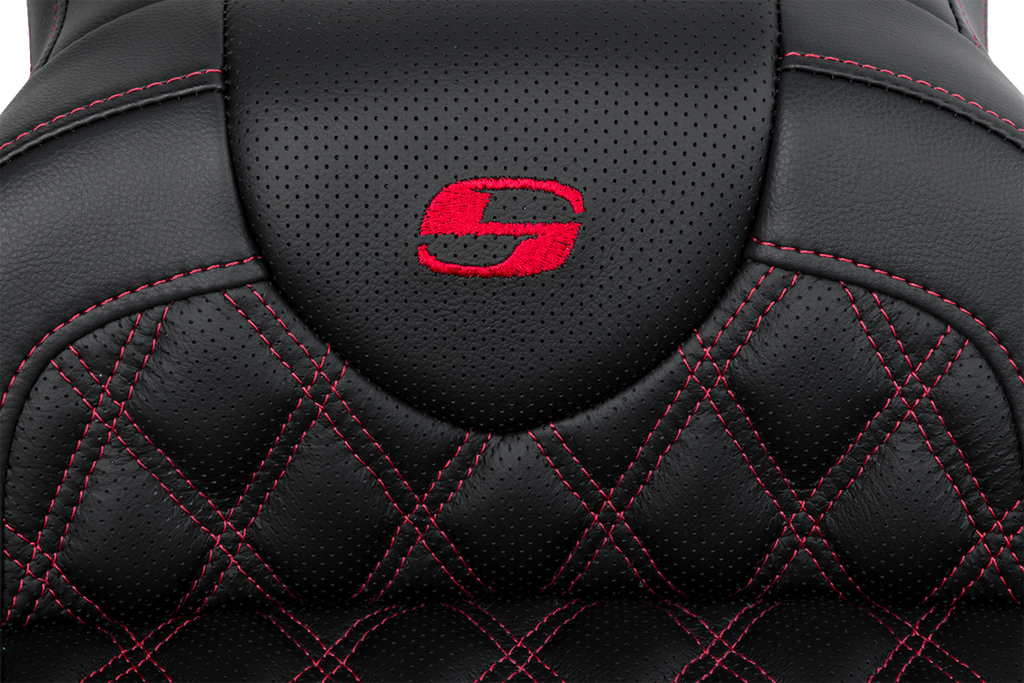 SADDLEMEN Roadsofa™ Seat - with Backrest - Red Stitch - FL '08-'23