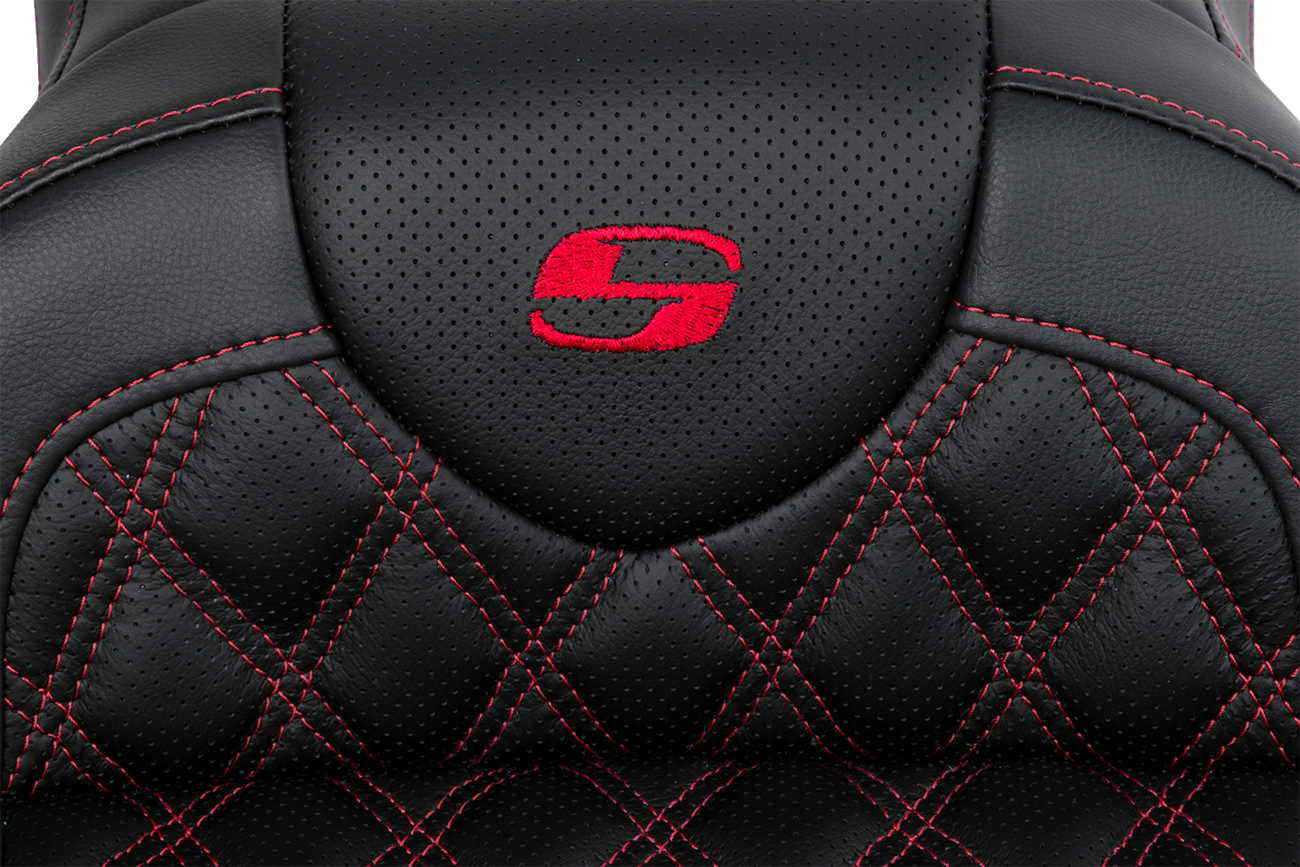 SADDLEMEN Roadsofa™ Seat - with Backrest - Red Stitch - FL '08-'23