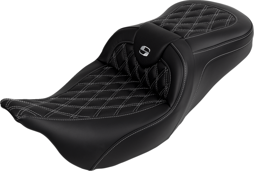 SADDLEMEN Roadsofa™ Seat - with Backrest - Silver Stitch - FL '08-'23