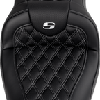 SADDLEMEN Roadsofa™ Seat - with Backrest - Silver Stitch - FL '08-'23