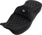 SADDLEMEN Roadsofa™ Seat - with Backrest - White Stitch - FL '08-'23