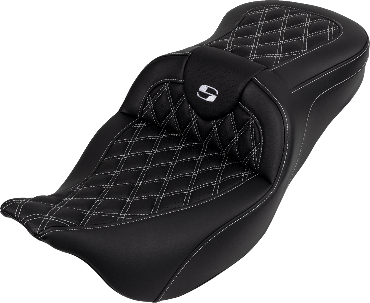 SADDLEMEN Roadsofa™ Seat - with Backrest - White Stitch - FL '08-'23