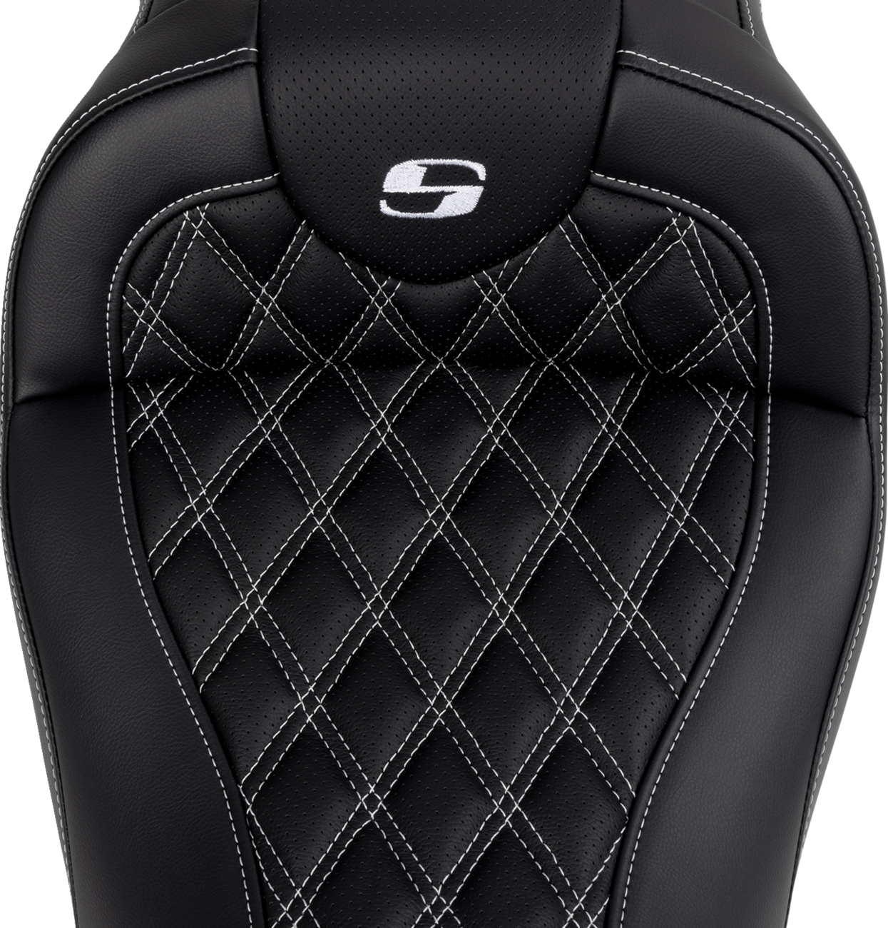 SADDLEMEN Roadsofa™ Seat - with Backrest - White Stitch - FL '08-'23