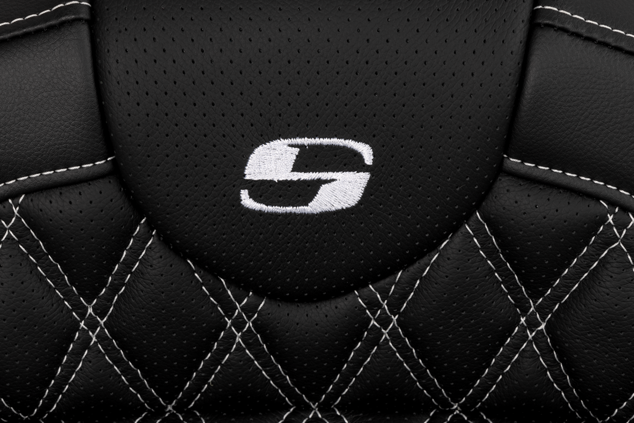 SADDLEMEN Roadsofa™ Seat - with Backrest - White Stitch - FL '08-'23