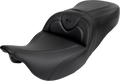 SADDLEMEN Roadsofa™ Seat - with Backrest - Carbon Fiber - Black Stitch - FL '08-'19