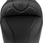SADDLEMEN Roadsofa™ Seat - with Backrest - Carbon Fiber - Black Stitch - FL '08-'19