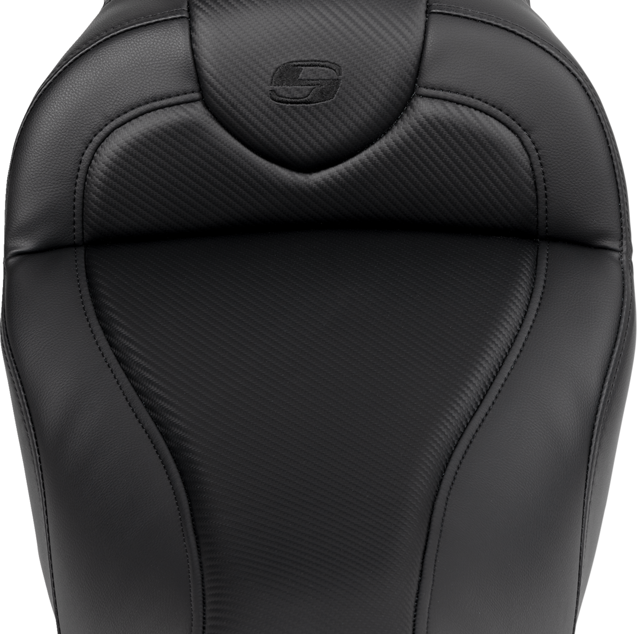 SADDLEMEN Roadsofa™ Seat - with Backrest - Carbon Fiber - Black Stitch - FL '08-'19