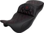 SADDLEMEN Roadsofa™ Extended Reach Seat - Lattice Stitch - Wine Berry Stitch - with Backrest - FL '08-'24