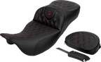 SADDLEMEN Roadsofa™ Extended Reach Seat - Lattice Stitch - Wine Berry Stitch - with Backrest - FL '08-'24