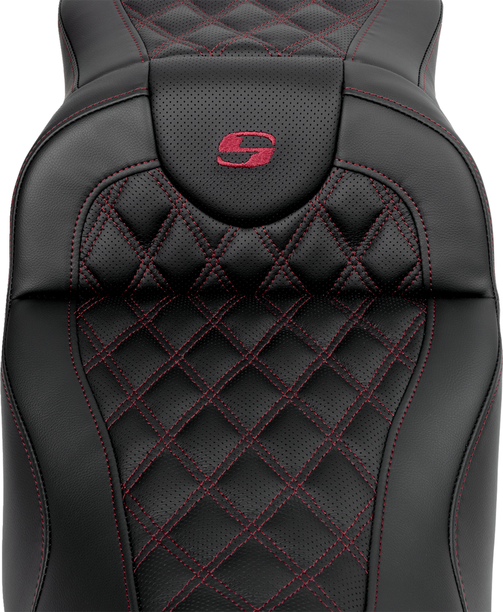 SADDLEMEN Roadsofa™ Extended Reach Seat - Lattice Stitch - Wine Berry Stitch - with Backrest - FL '08-'24