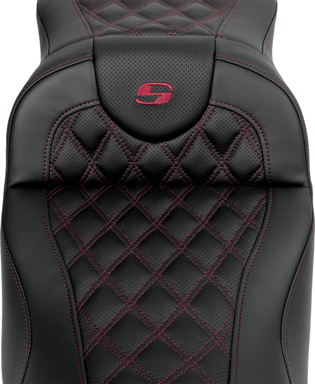 SADDLEMEN Roadsofa™ Extended Reach Seat - Lattice Stitch - Wine Berry Stitch - with Backrest - FL '08-'24