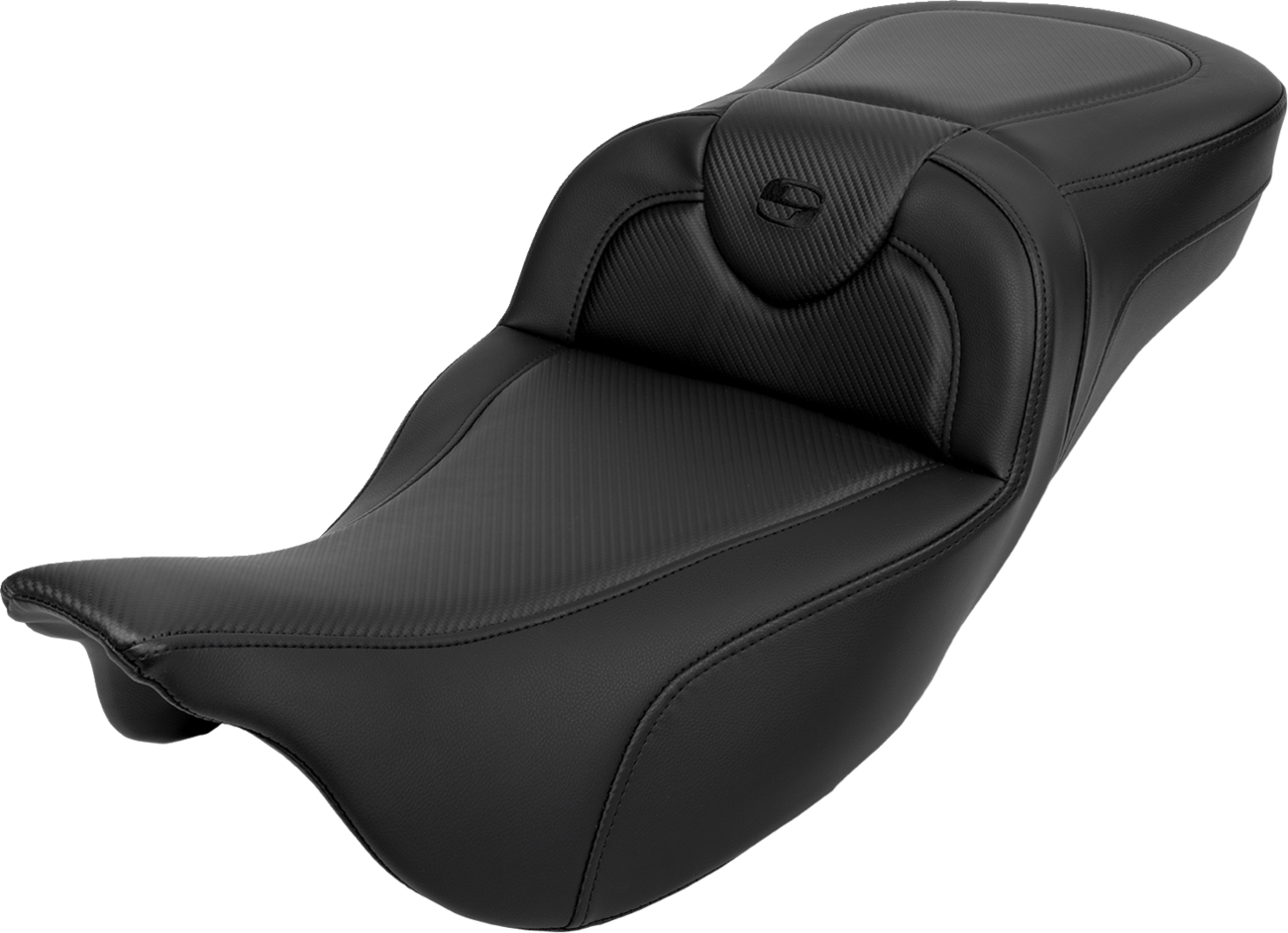SADDLEMEN Roadsofa™ Extended Reach Seat - Carbon Fiber - Black Stitch - Backrest - FL '08-'24