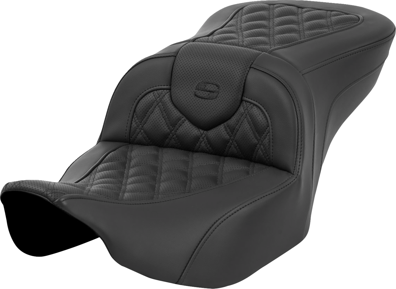SADDLEMEN Roadsofa™ Seat - without Backrest - Lattice Stitch - Black - FL '23-'24