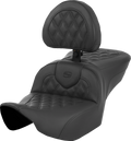 SADDLEMEN Roadsofa™ Seat - with Backrest - Lattice Stitch - Black - FL '23-'24