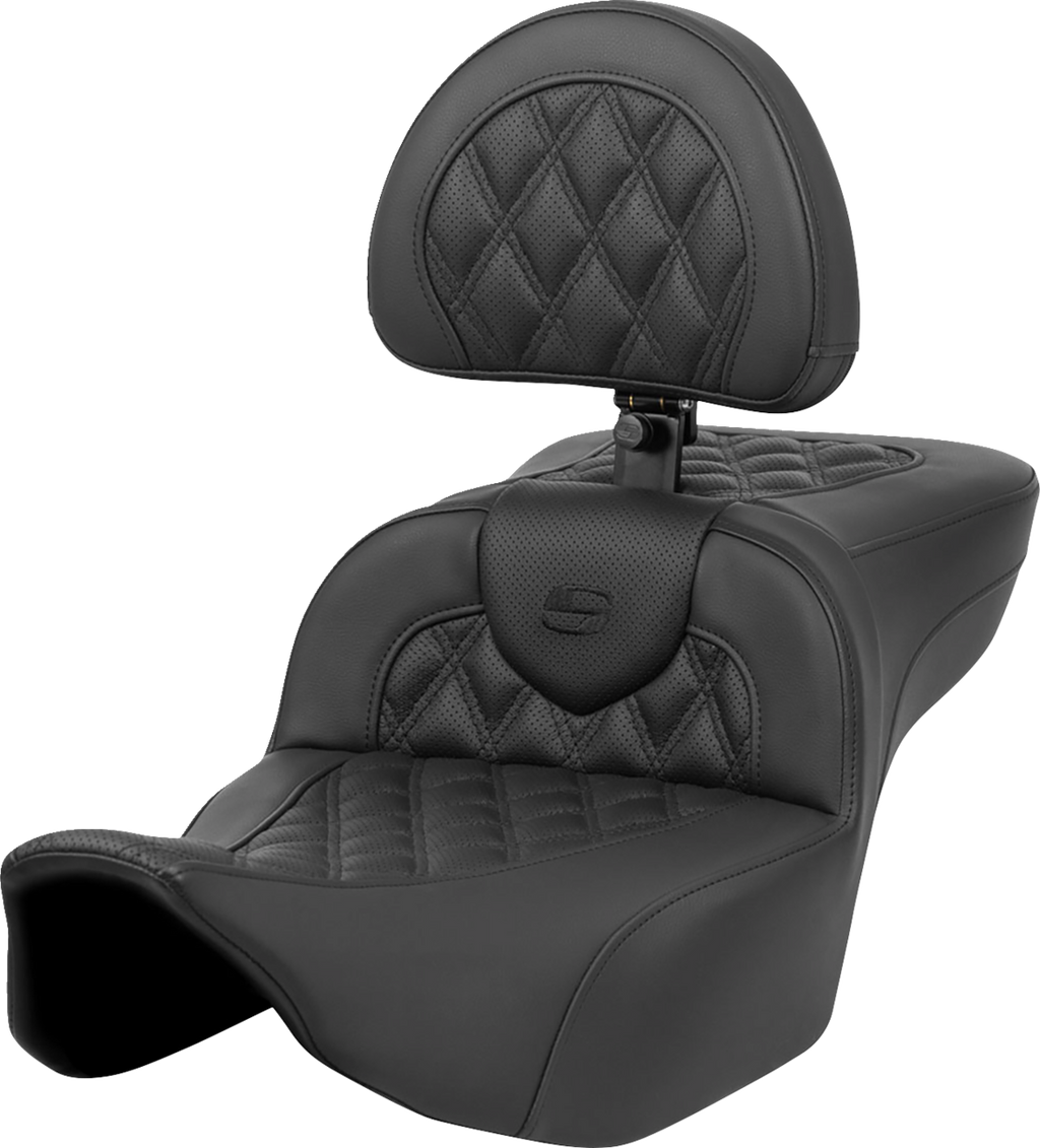 SADDLEMEN Roadsofa™ Extended Reach Seat - Lattice Stitch - with Backrest - FL '23-'24
