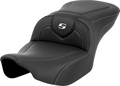 SADDLEMEN Roadsofa™ Seat - Carbon Fiber - Silver Stitch/Silver Logo - without Backrest - FL '23-'24