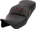SADDLEMEN RoadSofa™ Seat - Honeycomb - Red Stitch - without Backrest - FLH/FLT '08-'23