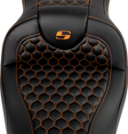 SADDLEMEN RoadSofa™ Seat - Honeycomb - Orange Stitch - without Backrest - FLH/FLT '08-'23