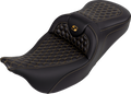 SADDLEMEN RoadSofa™ Seat - Honeycomb - Gold Stitch - without Backrest - FLH/FLT '08-'23