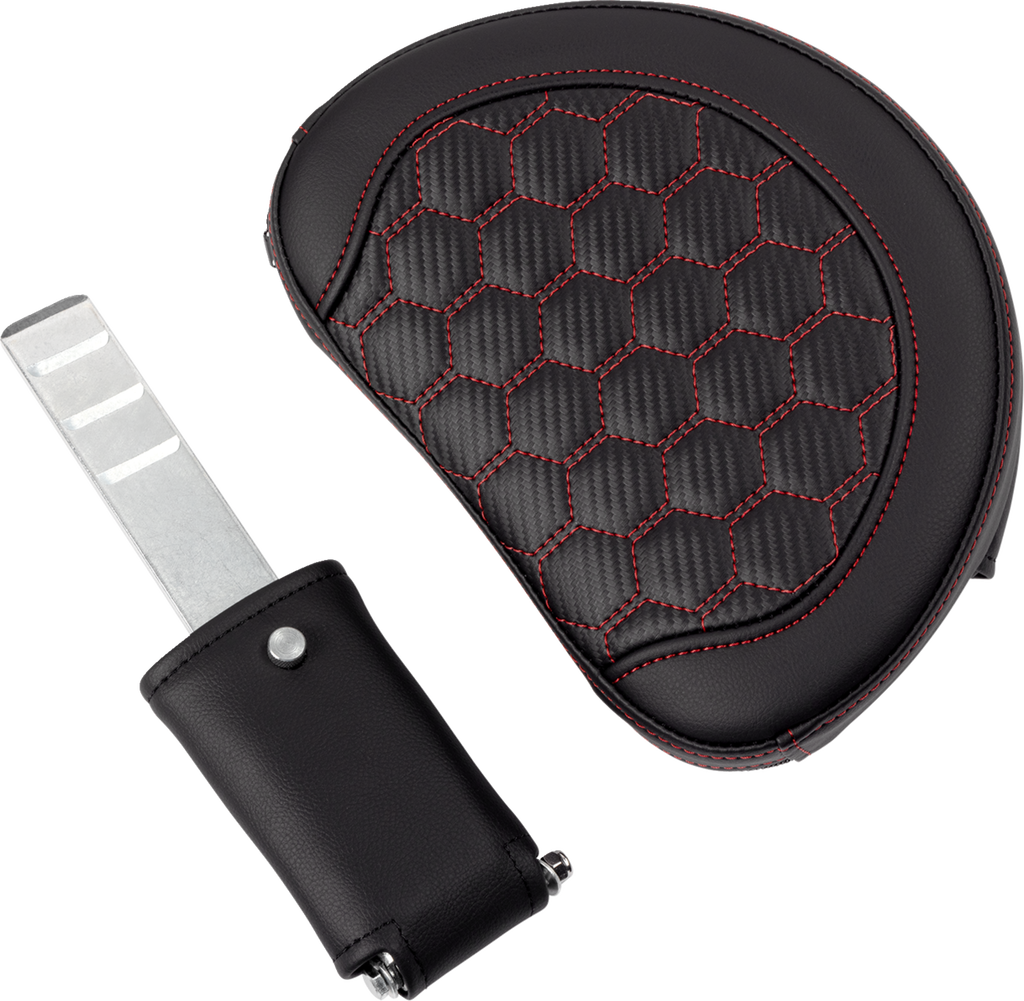 SADDLEMEN RoadSofa™ Seat - Honeycomb - Red Stitch - with Backrest - FLH/FLT '08-'23