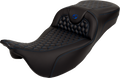SADDLEMEN RoadSofa™ Seat - Honeycomb - Blue Stitch - Extended Reach - without Backrest - FLH/FLT '08-'24