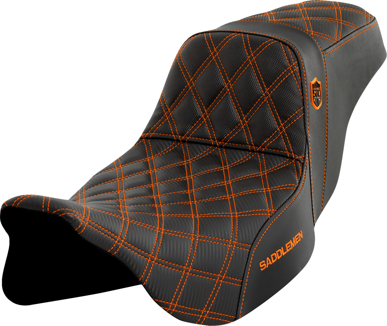 SADDLEMEN Pro Series SDC Performance Seat - w/o Backrest - Orange Stitch - FLH/FLT '08-'23