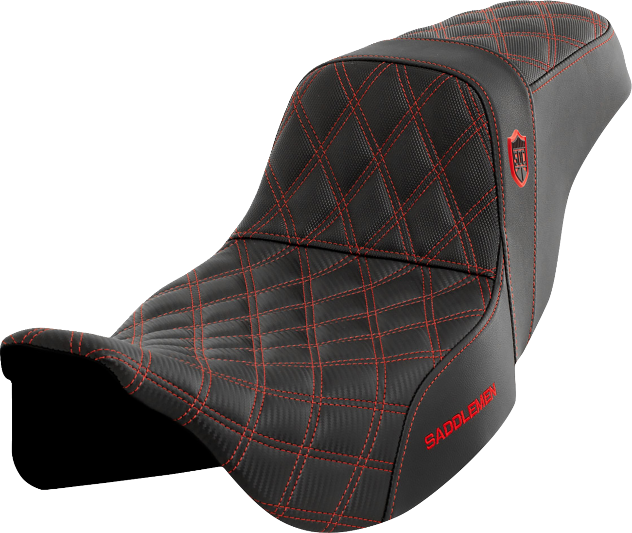 SADDLEMEN Pro Series SDC Performance Seat - w/o Backrest - Red Stitch - FLH/FLT '08-'23