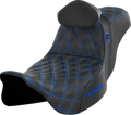 SADDLEMEN Pro Series SDC Performance Seat - w/ Backrest - Blue Stitch - FLH/FLT '08-'23