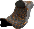 SADDLEMEN Pro Series SDC Performance Seat - w/ Backrest - Orange Stitch - FLH/FLT '08-'25