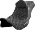 SADDLEMEN Pro Series SDC Performance Seat - w/ Backrest - Silver Stitch - FLH/FLT '08-'23