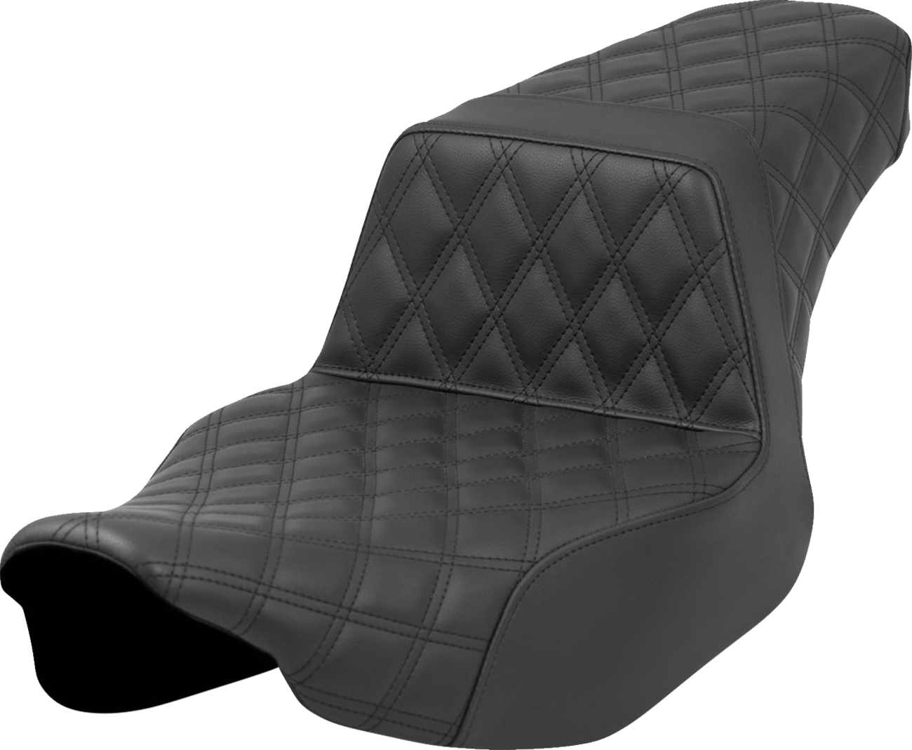 SADDLEMEN Step-Up Seat - Front/Rear Lattice Stitch - Black - FL '23-'24
