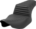 SADDLEMEN Step-Up Seat - Front Tuck-n'-Roll/Rear Lattice Stitch - Black - FL '23-'24