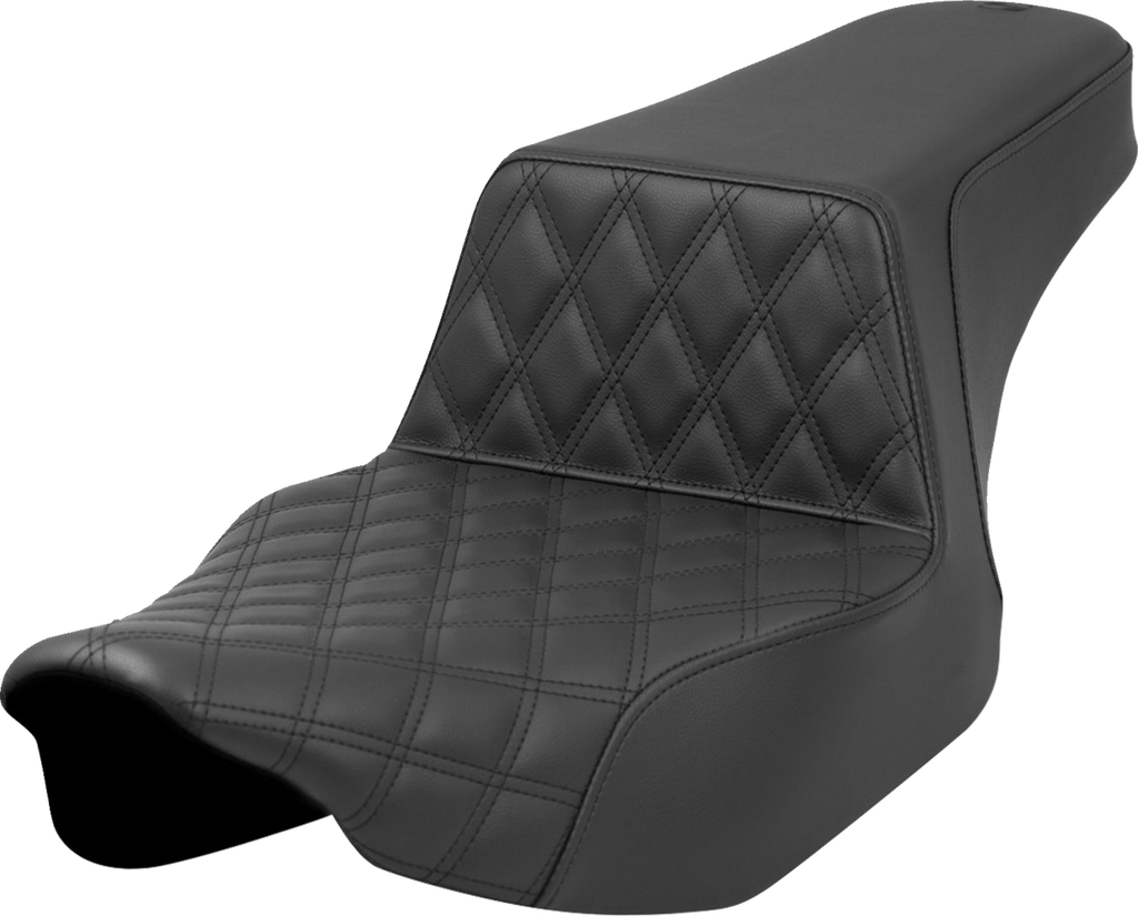 SADDLEMEN Step-Up Seat - Front Lattice Stitch - Black - Extended Reach - FL '23-'24