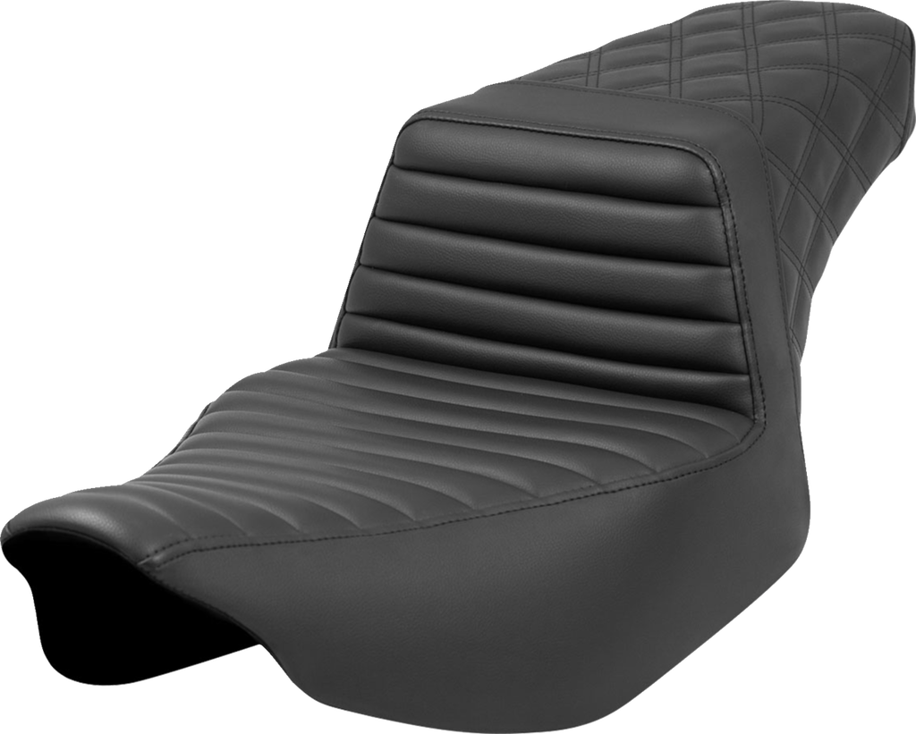 SADDLEMEN Step-Up Seat - Front Tuck-n-Roll/Rear Lattice - Black - Extended Reach - FL '23-'24