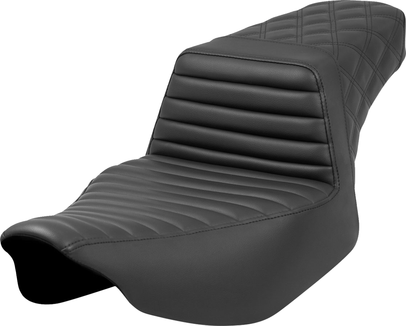 SADDLEMEN Step-Up Seat - Front Tuck-n-Roll/Rear Lattice - Black - Extended Reach - FL '23-'24
