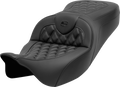 SADDLEMEN Roadsofa™ Seat - without Backrest - Lattice Stitch - Carbon Fiber - FL '08-'23