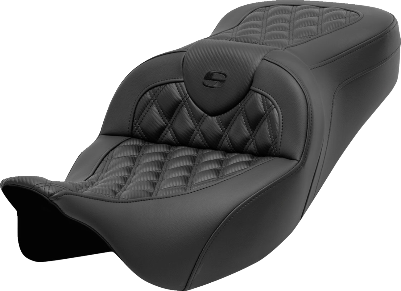 SADDLEMEN Roadsofa™ Seat - without Backrest - Lattice Stitch - Carbon Fiber - FL '08-'23