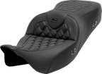 SADDLEMEN Roadsofa™ Seat - without Backrest - Lattice Stitch - Carbon Fiber - FL '08-'23