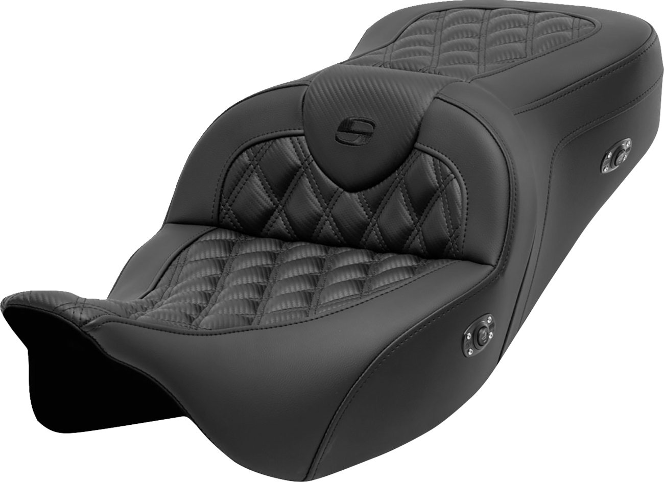 SADDLEMEN Roadsofa™ Seat - without Backrest - Lattice Stitch - Carbon Fiber - FL '08-'23