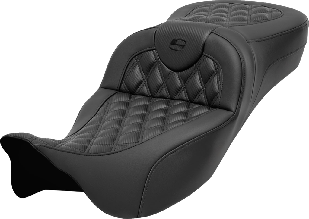 SADDLEMEN Roadsofa™ Extended Reach Seat - without Backrest - Lattice Stitch - Carbon Fiber - FL '08-'24