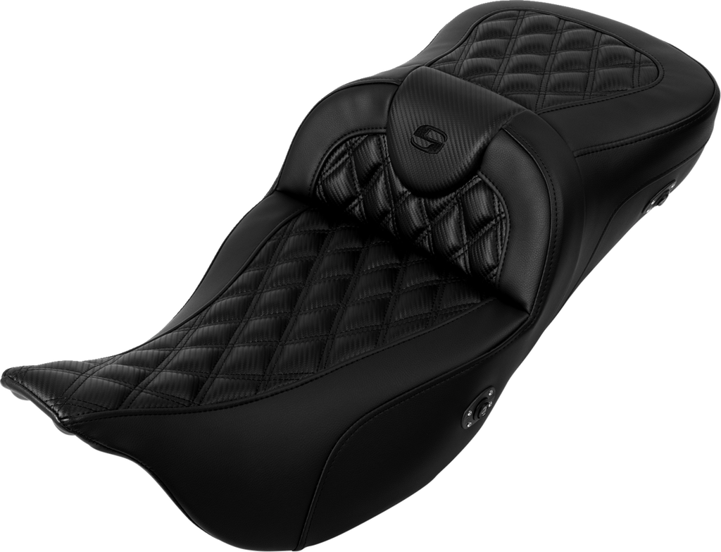 SADDLEMEN Roadsofa™ Extended Reach Seat - without Backrest - Lattice Stitch - Carbon Fiber - FL '08-'23
