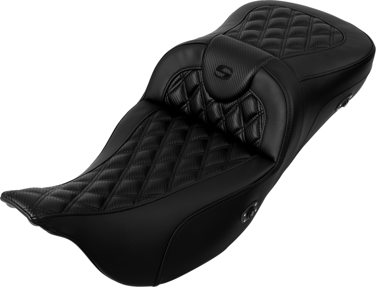 SADDLEMEN Roadsofa™ Extended Reach Seat - without Backrest - Lattice Stitch - Carbon Fiber - FL '08-'23