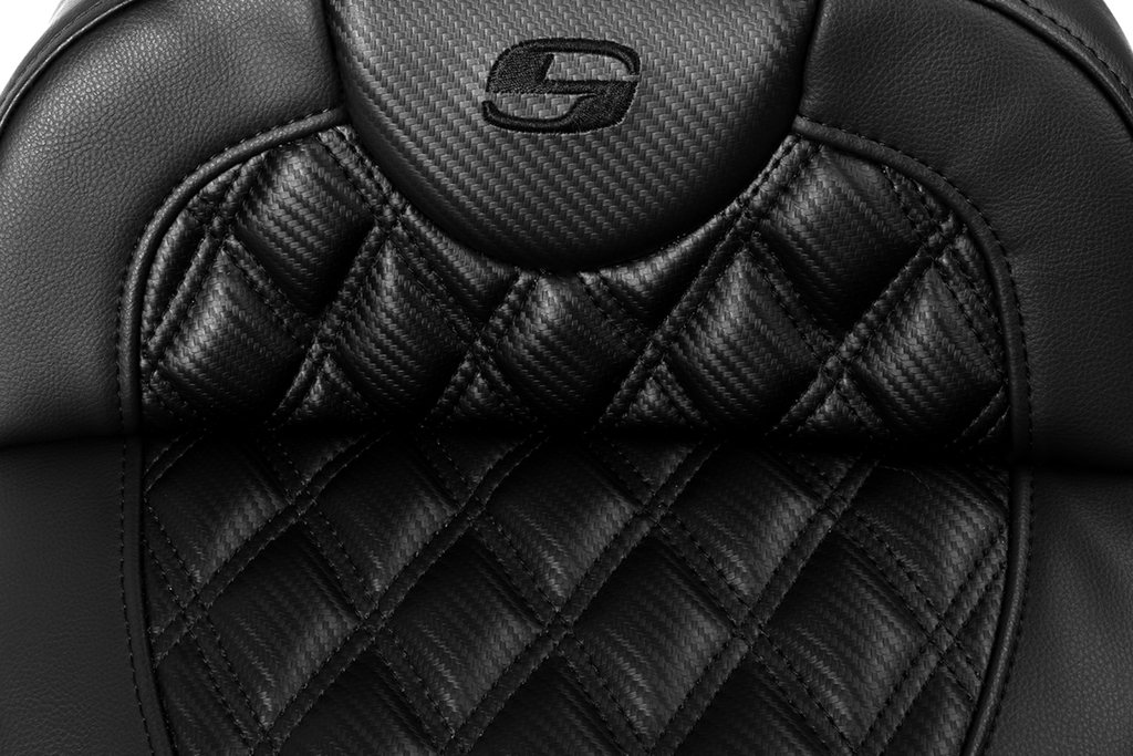 SADDLEMEN Roadsofa™ Extended Reach Seat - without Backrest - Lattice Stitch - Carbon Fiber - FL '08-'23