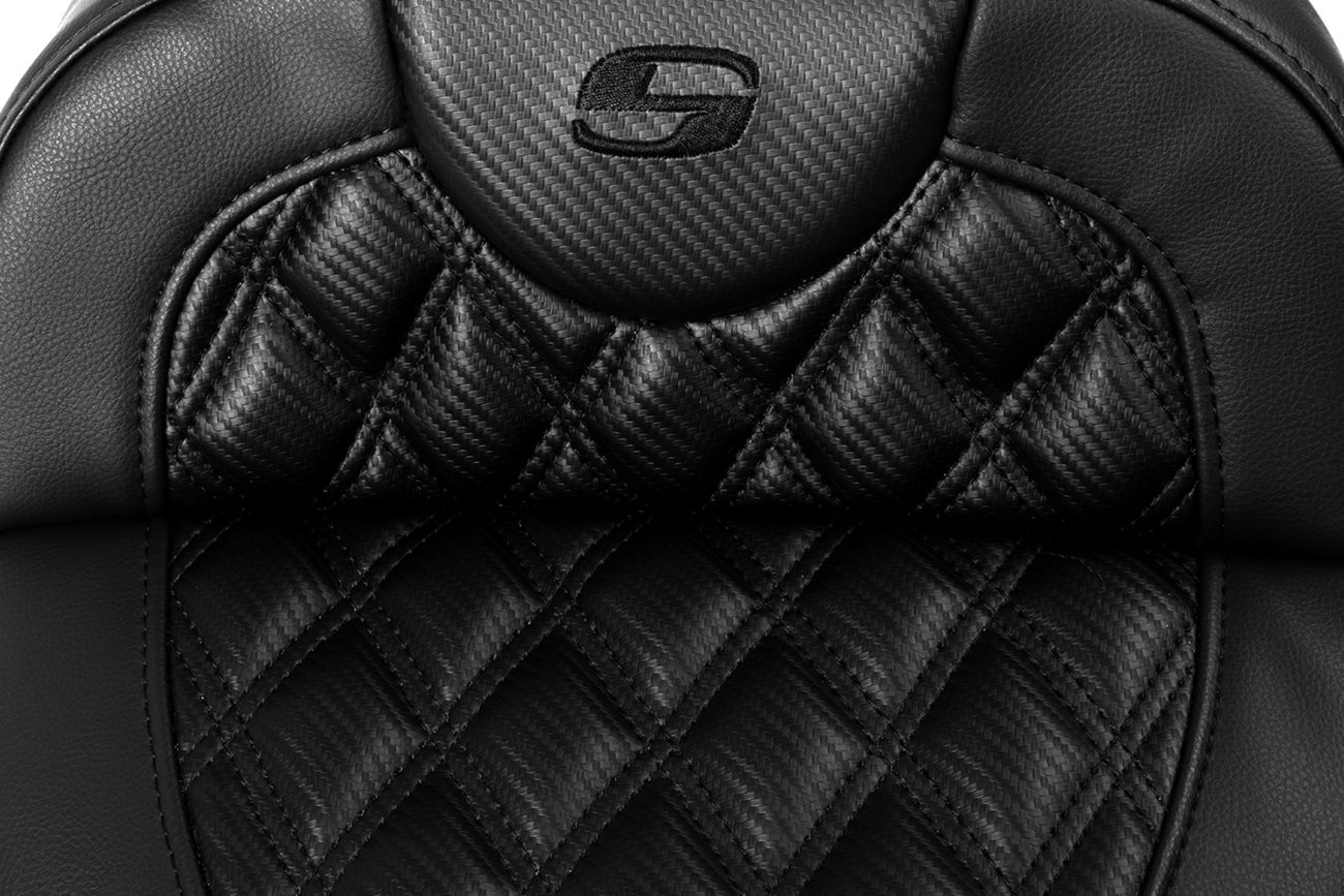 SADDLEMEN Roadsofa™ Extended Reach Seat - without Backrest - Lattice Stitch - Carbon Fiber - FL '08-'23
